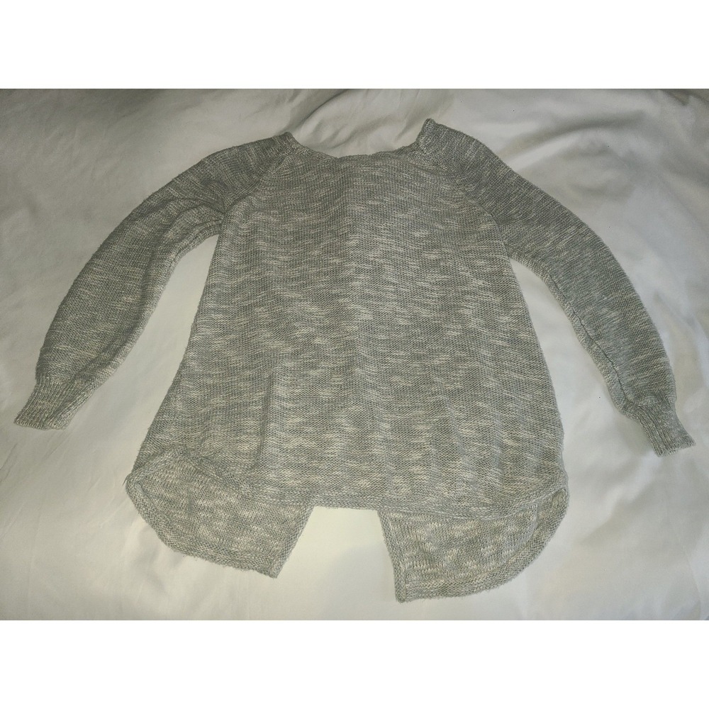 Sparrow Anthropologie Gray Marled Button Back Knit Sweater Womens Large L